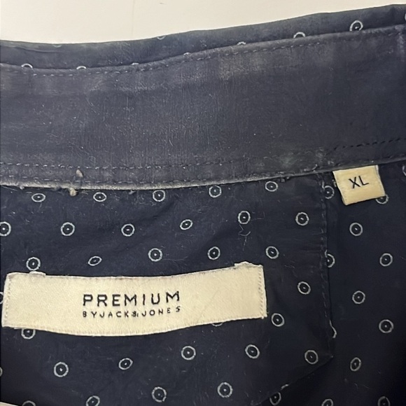 Premium Jack Jones rack print size XL navy blue shirt, long sleeve 100% cotton - Picture 4 of 5